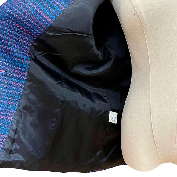 Vintage Emil Rutenberg Womens 100% Silk Tweed Blazer Jacket Handwoven Boxy Fit S - Picture 4 of 9